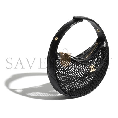 CHANEL MESH SHINY LAMBSKIN POUCH HOBO BLACK AS4063 (19*18*3cm) CHANEL MESH SHINY LAMBSKIN POUCH HOBO BLACK AS4063 (19*18*3cm)