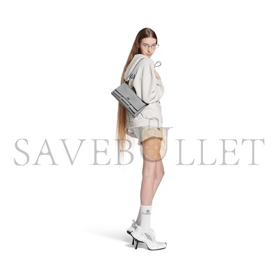 BALENCIAGA WOMEN'S BEL AIR CLUTCH ON STRAP SMALL IN CLOUD GREY 8349432ABAW1142 (26.9*13.9*5.3cm) BALENCIAGA WOMEN'S BEL AIR CLUTCH ON STRAP SMALL IN CLOUD GREY 8349432ABAW1142 (26.9*13.9*5.3cm)