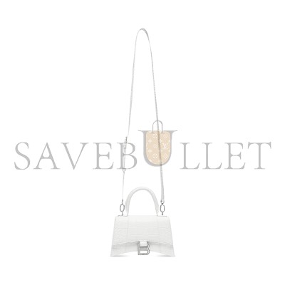BALENCIAGA WOMEN'S HOURGLASS HANDBAG XS IN WHITE 5928331LR6Y9016 (18.8*13*7.9cm) BALENCIAGA WOMEN'S HOURGLASS HANDBAG XS IN WHITE 5928331LR6Y9016 (18.8*13*7.9cm)