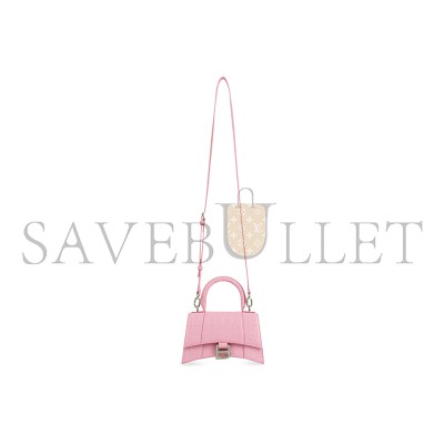 BALENCIAGA WOMEN'S HOURGLASS HANDBAG XS IN ROSE PINK 5928331LR6Y5906 (18.8*13*7.9cm) BALENCIAGA WOMEN'S HOURGLASS HANDBAG XS IN ROSE PINK 5928331LR6Y5906 (18.8*13*7.9cm)