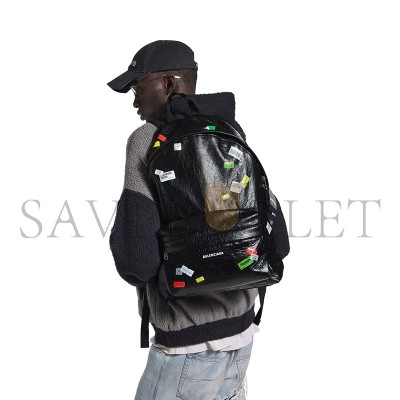 BALENCIAGA MEN'S EXPLORER BACKPACK IN BLACKMULTICOLOR 5032212AB531084 (47*35*20cm) BALENCIAGA MEN'S EXPLORER BACKPACK IN BLACKMULTICOLOR 5032212AB531084 (47*35*20cm)