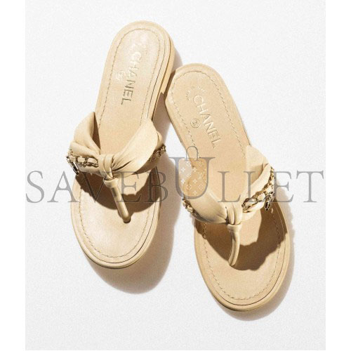 CHANEL SANDALS 		LAMBSKIN & METAL			BEIGE G38210 X56564 0N719