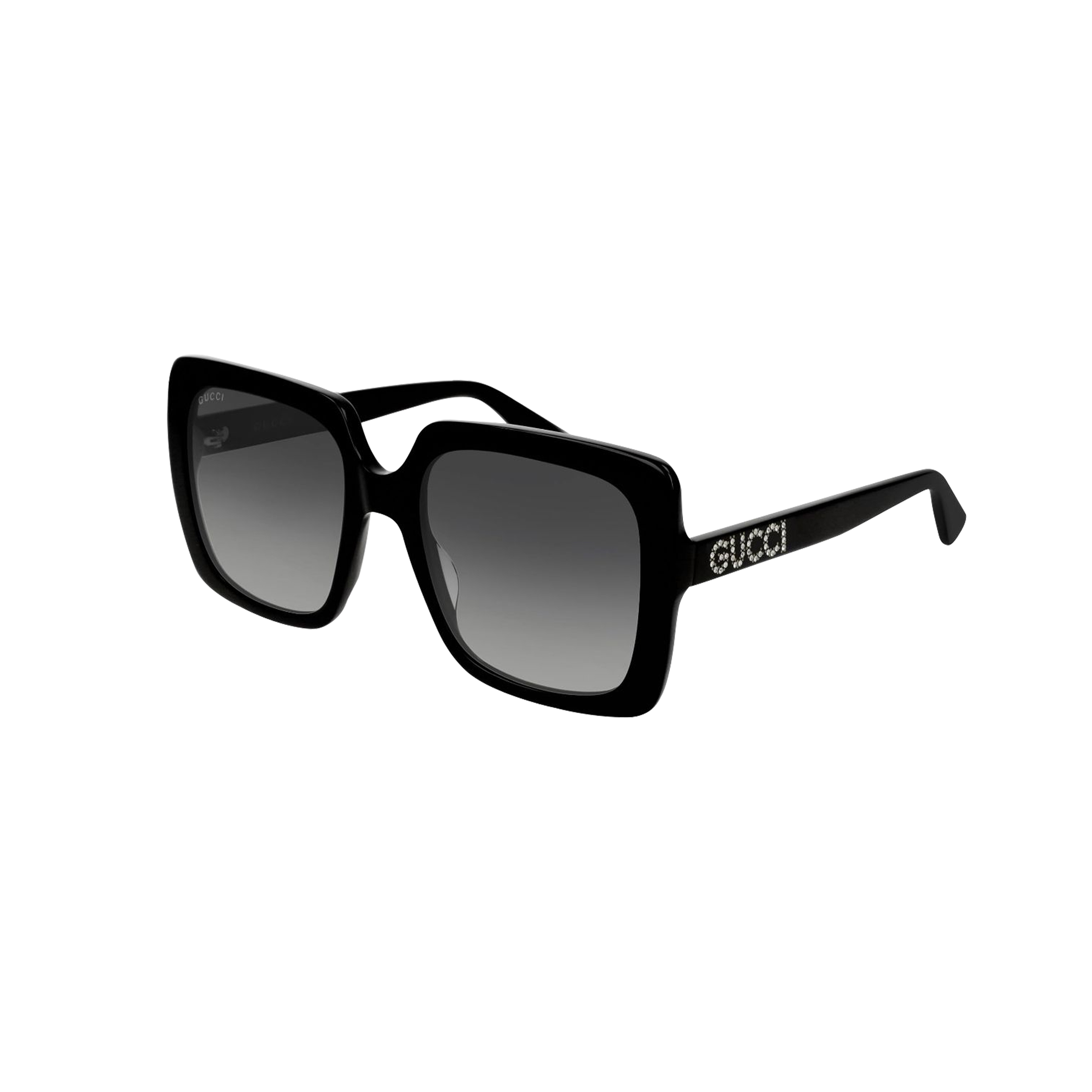 GUCCI BLACK SQUARE CRYSTAL LOGO SUNGLASSES GG0418S