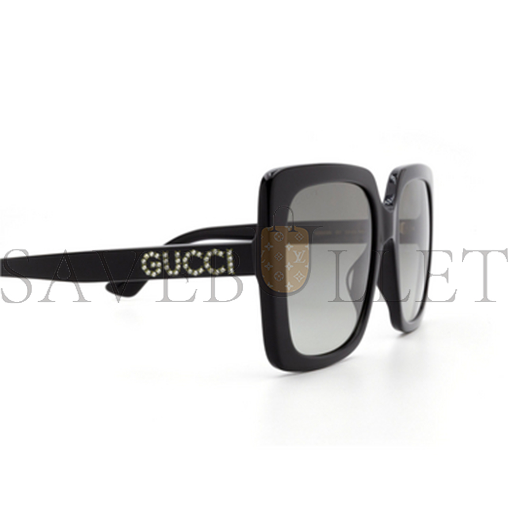 GUCCI BLACK SQUARE CRYSTAL LOGO SUNGLASSES GG0418S