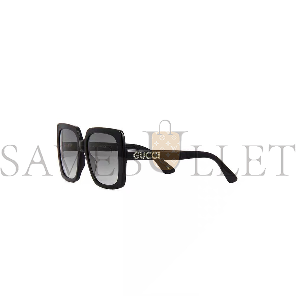 GUCCI BLACK SQUARE CRYSTAL LOGO SUNGLASSES GG0418S