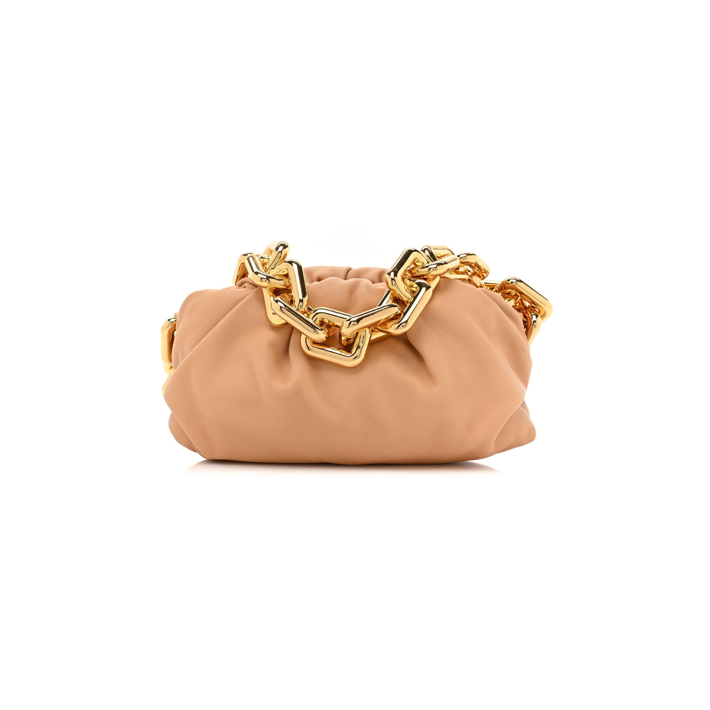 BOTTEGA VENETA CALFSKIN TEEN CHAIN POUCH ALMOND (25*13*10cm)