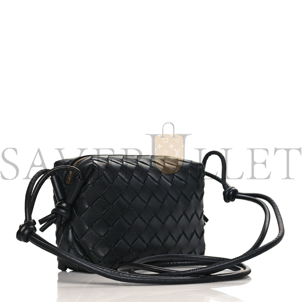 BOTTEGA VENETA NAPPA INTRECCIATO MINI LOOP CAMERA BAG BLACK (17*11*6cm)