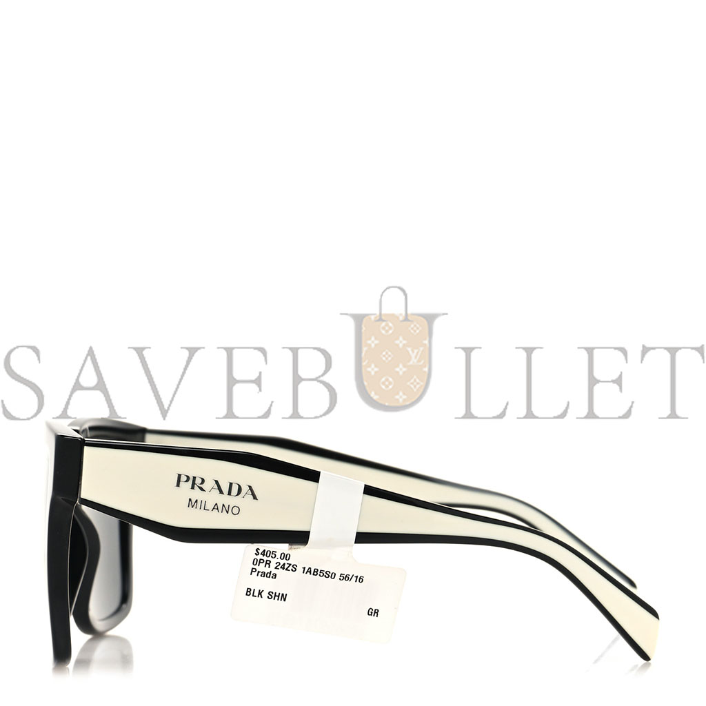 PRADA ACETATE SQUARE SUNGLASSES SPR 24Z BLACK WHITE