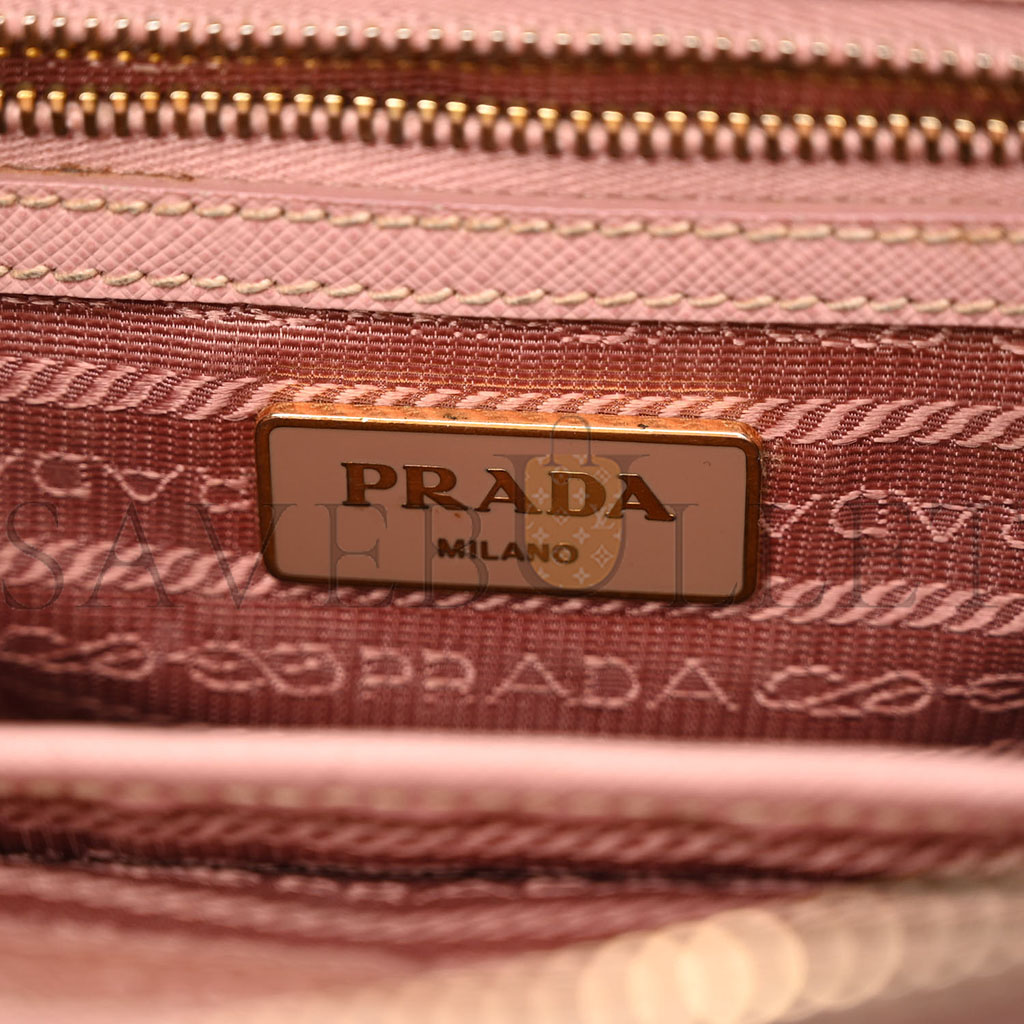 PRADA SAFFIANO SMALL GALLERIA DOUBLE ZIP TOTE ORCHIDEA (27*17*11cm)