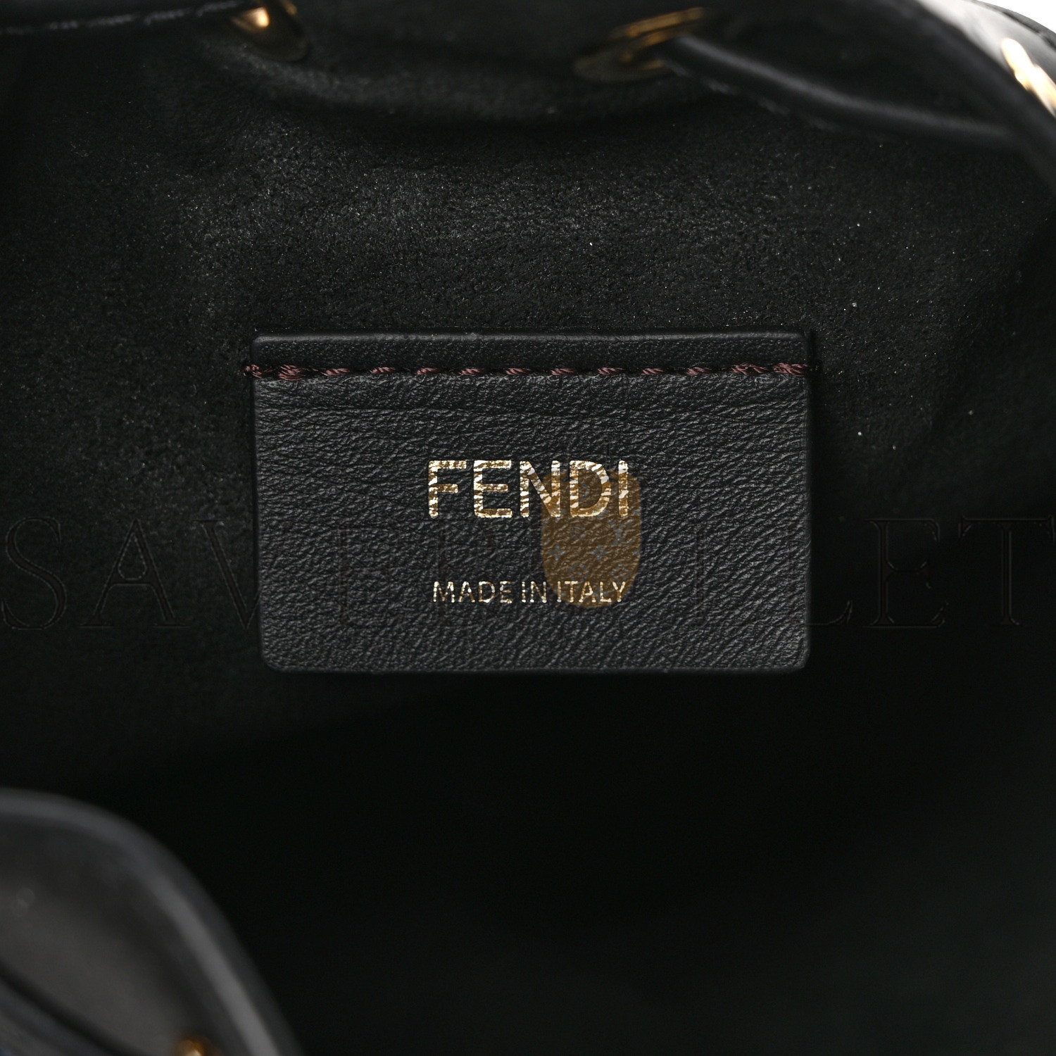 FENDI CHENILLE VITELLO KING FF MINI MON TRESOR BUCKET BAG BLUE BLACK (18*11*10cm)