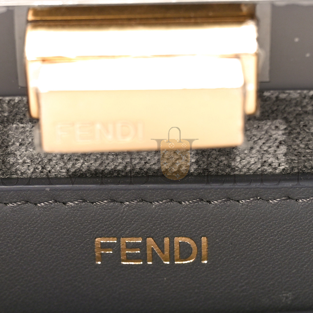 FENDI CHENILLE VITELLO SETA FF SMALL PEEKABOO I SEE U SATCHEL ANTHRACITE ASFALTO (27*20*13cm)