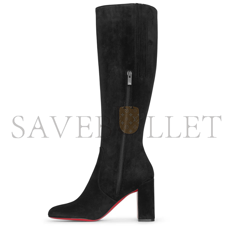 CHRISTIAN LOUBOUTIN CAVALIKA 85 BLACK SUEDE BOOTS 