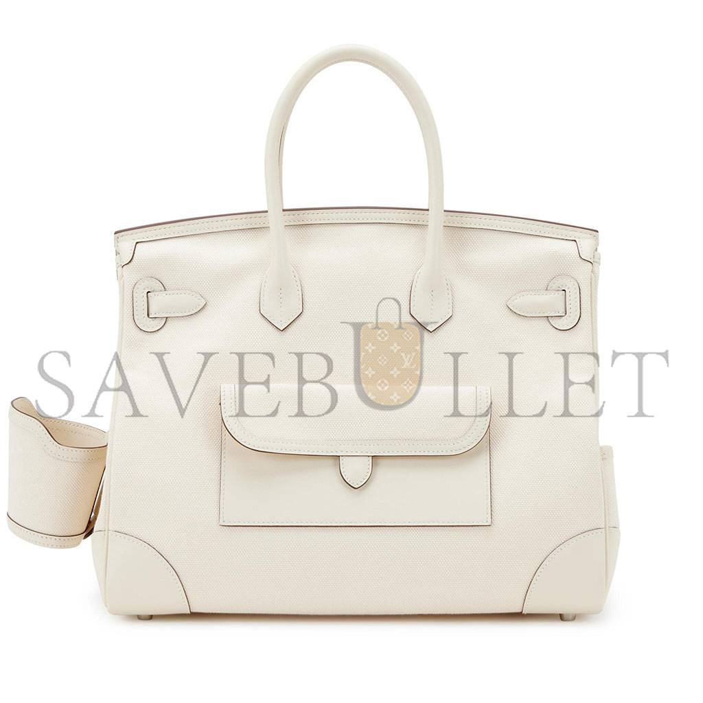 HERMES MASTER BIRKIN 35 CANVAS BAG CREAM WHITE VINTAGE HANDBAG 3021220872692 (35*27*18cm)