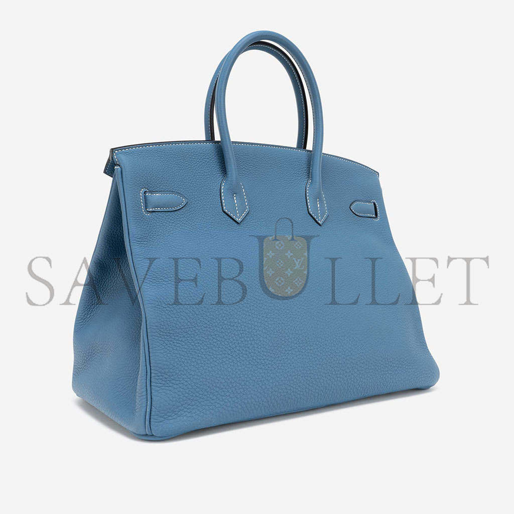 HERMÈS BIRKIN 35 TOGO BLUE JEAN SILVER BUCKLE BAG H028369CK75 (35*25*19cm)