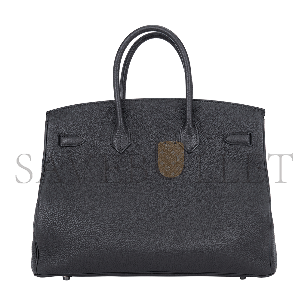 HERMES MASTER BIRKIN 35 TOGO LEATHER BLACK SILVER BUCKLE BAG H028369CK89 (35*28*18cm)