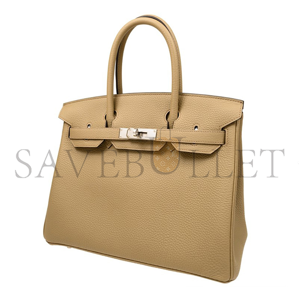 HERMES MASTER BIRKIN 30 TOGO LEATHER MILK TEA COLOR SILVER BUCKLE BAG BK308QTGSS (30*23*15cm)