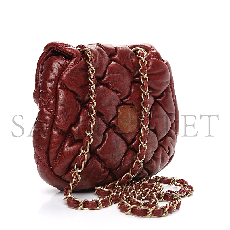 CHANEL LAMBSKIN MINI BUBBLE QUILT FLAP BORDEAUX 541635 (38*20*18cm)
