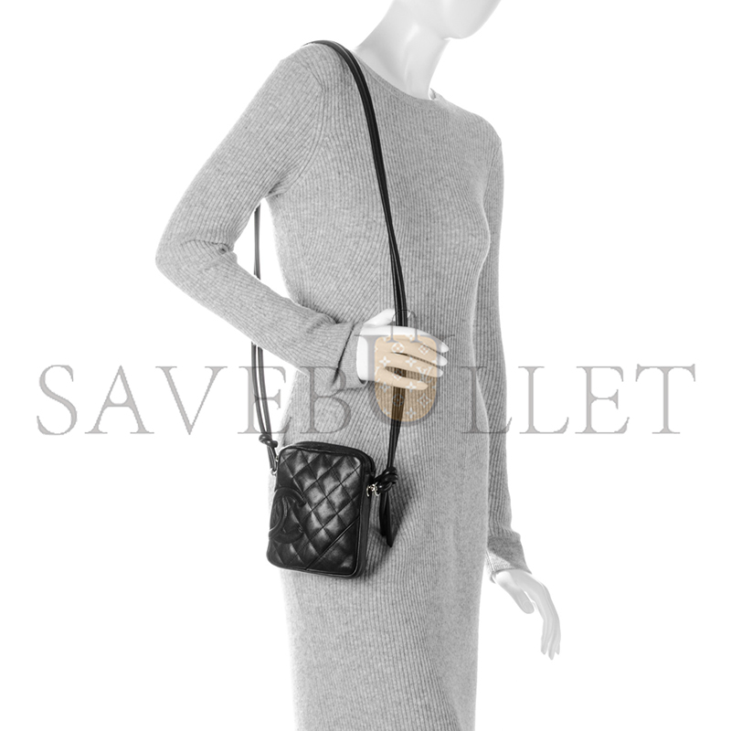 CHANEL CALFSKIN QUILTED SMALL CAMBON MESSENGER BLACK 176151 (15*13*3.5cm)