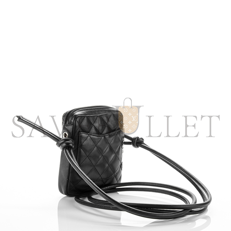 CHANEL CALFSKIN QUILTED SMALL CAMBON MESSENGER BLACK 176151 (15*13*3.5cm)