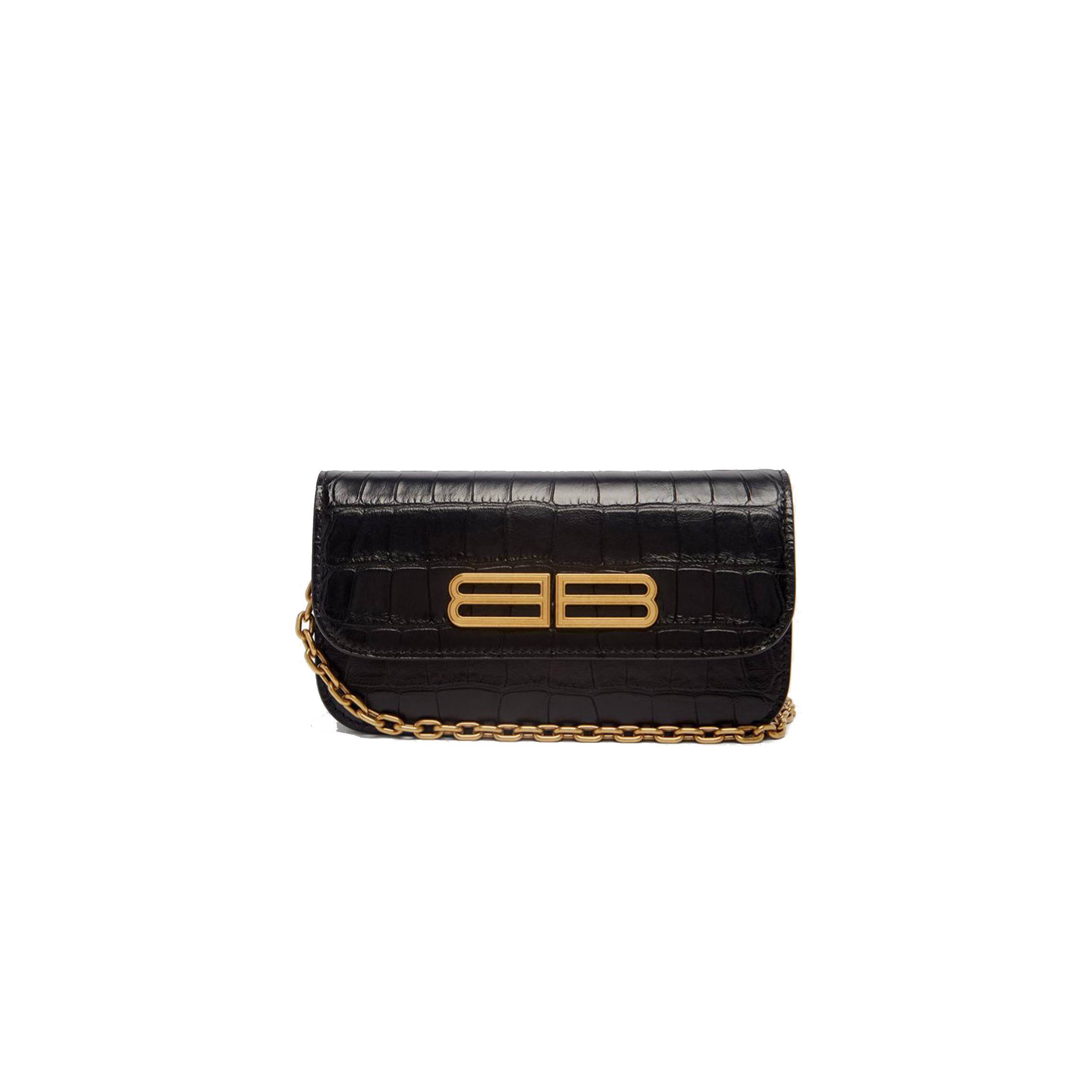 BALENCIAGA BLACK GOSSIP BB-PLAQUE CROCODILE-EFFECT CROSS-BODY BAG MATCHESFASHION US (19*9.9*5.5cm)