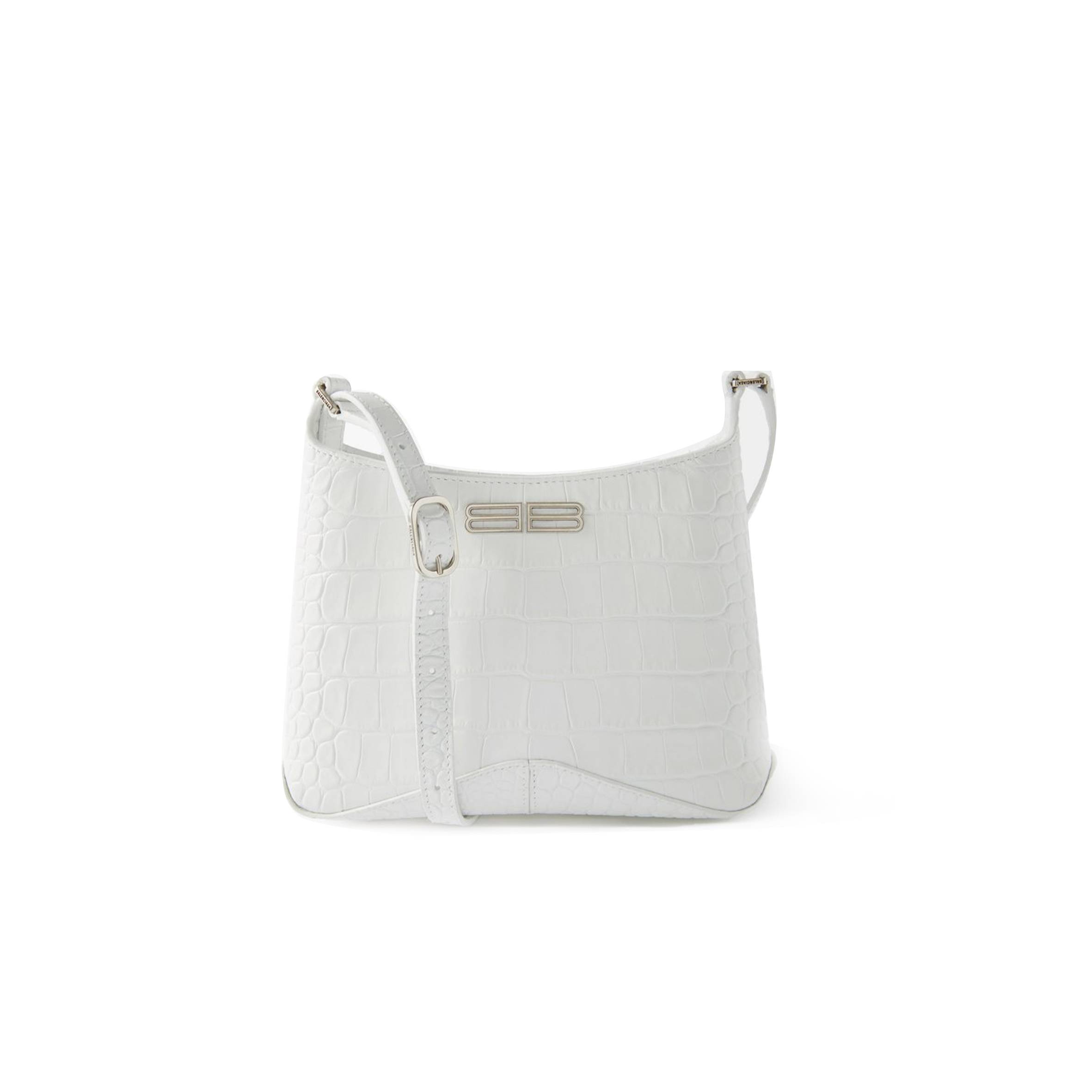 BALENCIAGA WHITE XX BB-LOGO CROCODILE-EFFECT LEATHER SHOULDER BAG MATCHESFASHION US (22.8*16.5*4cm)