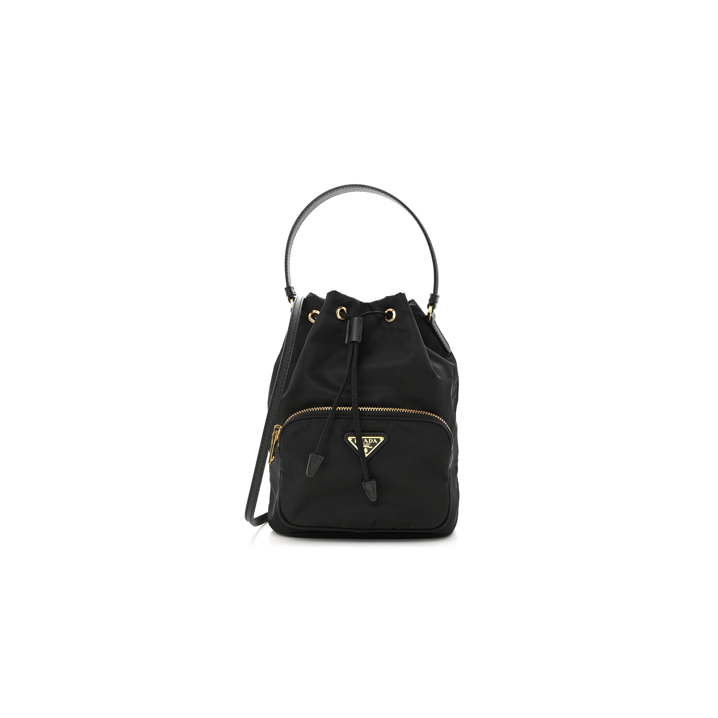 PRADA RE-NYLON DUET DRAWSTRING SHOULDER BAG BLACK (23*18*11cm)