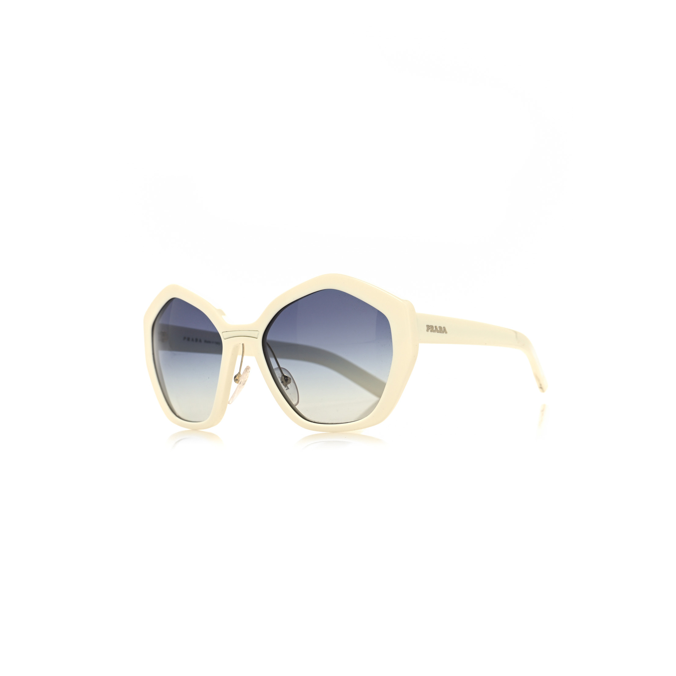 PRADA ACETATE GEOMETRIC SUNGLASSES SPR 08X WHITE