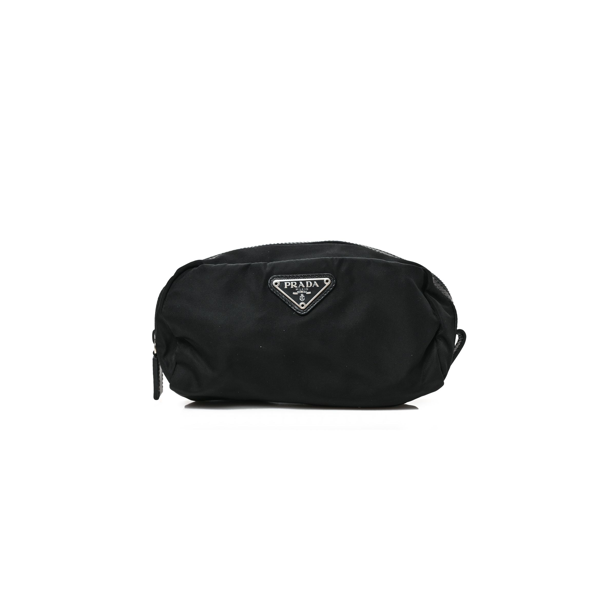 PRADA TESSUTO NYLON SAFFIANO POUCH BLACK (26*13*11cm)