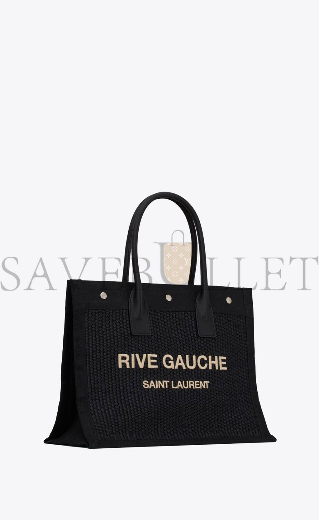 YSL RIVE GAUCHE SMALL TOTE BAG IN RAFFIA AND LEATHER 6174812M21E1050 (39*31*18cm)