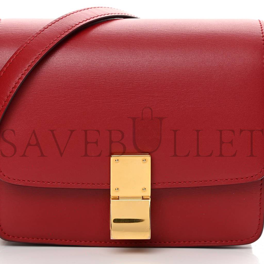 CELINE SMOOTH CALFSKIN SMALL CLASSIC BOX FLAP BAG RED (17*15*7cm)