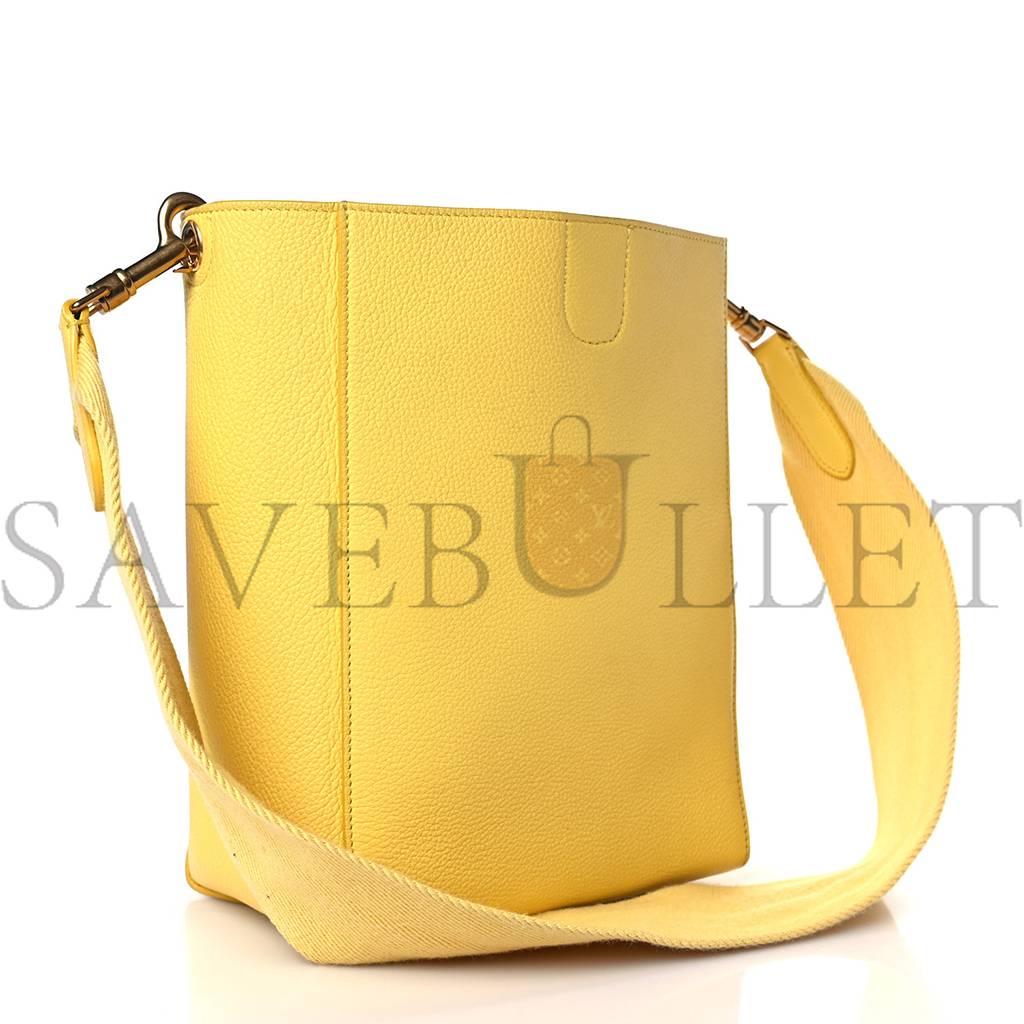 CELINE SOFT GRAINED CALFSKIN SMALL SANGLE BUCKET BAG CITRON (24*18*12cm)