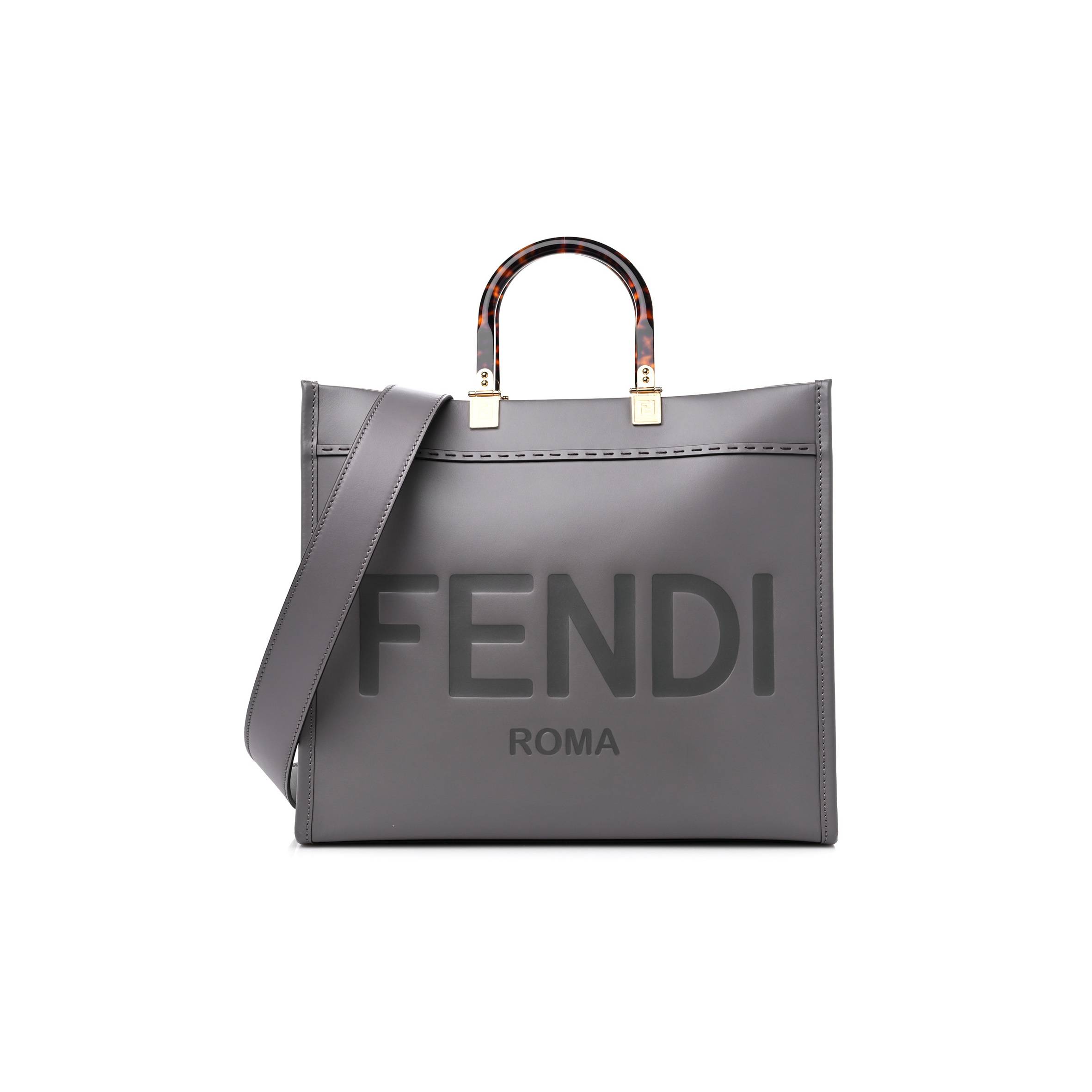 FENDI VITELLO KING PLEXIGLASS MEDIUM FENDI SUNSHINE SHOPPER TOTE MOON (36*30*16cm)